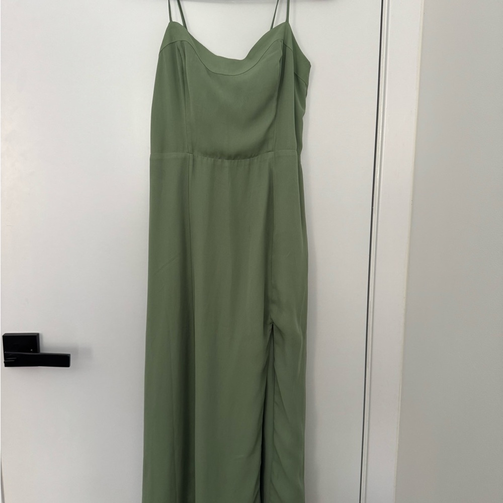 Abercrombie & Fitch Sage Green Spaghetti Strap Maxi Dress - Picture 3 of 3